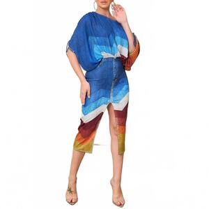 NEW ARIEL chic slit skirt set in multi